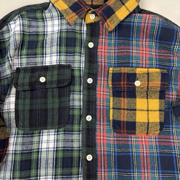 American Eagle Patchwork Button Shirt M Skater Grunge Farmcore Cabincore Rustic - Picture 5 of 13